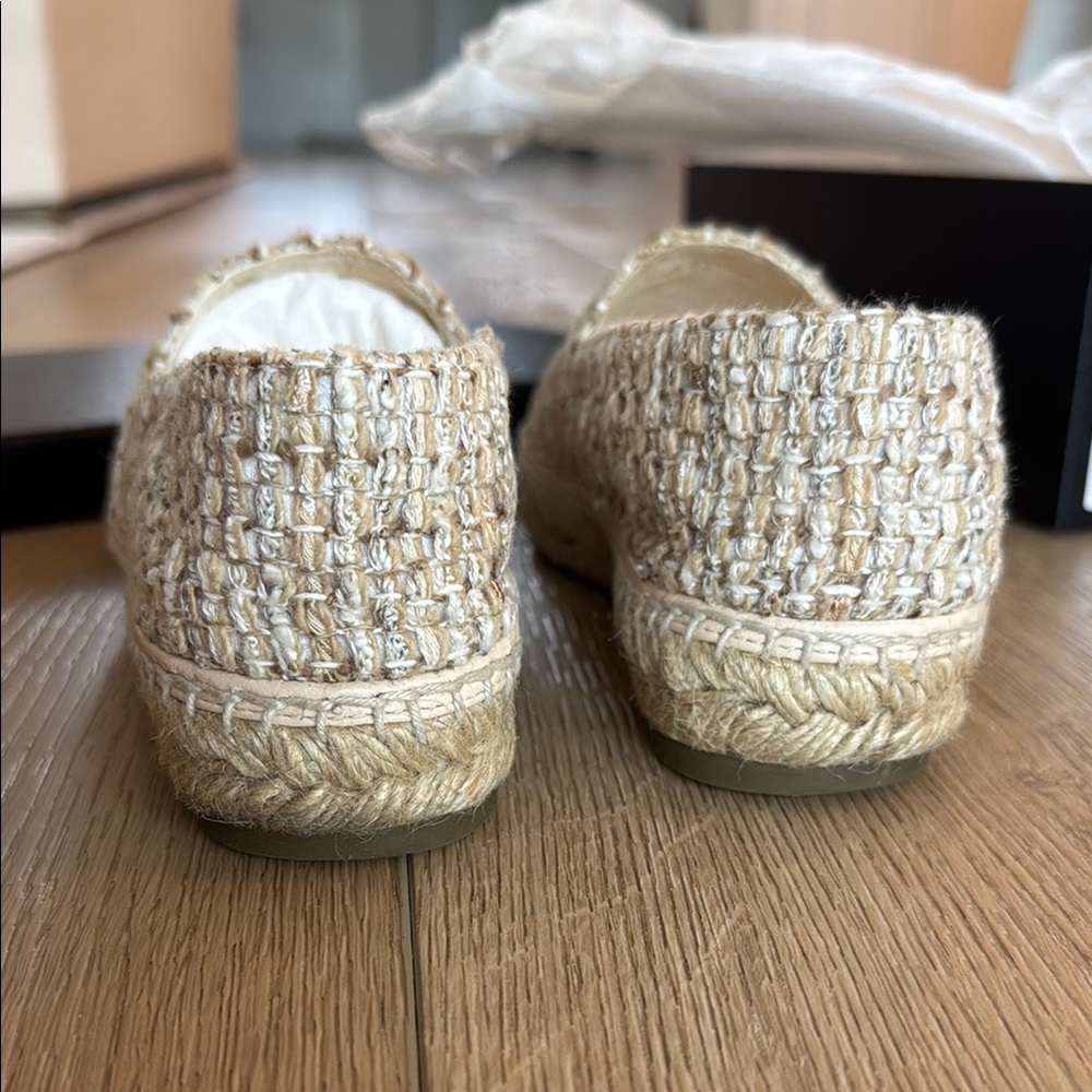 CHANEL Cream Beige Tweed Espadrilles size 37 - Picture 7 of 13